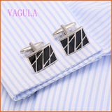 VAGULA New Style Painting Rhdium Plated Wedding Cufflink