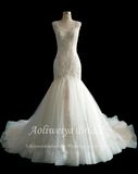 Aolanes Mermaid Square Neck Court Train Wedding Dress