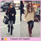 New Style Loose Batwing Pullover Knitted Wool Sweater for Ladies