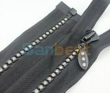 Fashion Resin Diamond Zippers with Silver Teeth