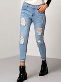 2017 New Designs Fashion Hot Sale Ripped Cuffed Women Denim Jeans