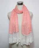 Lady Fashion Cotton Polyester Voile Lace Scarf (YKY1088)