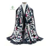 Geometric Style Shawl Printed Satin Fashion Lady Scarf Factory