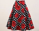 Wholesale Polka Dot Red Flower Rocknroll Full Circle Dancing Skirts