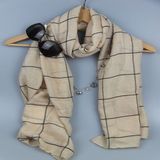 Checked Pattern Voile Scarf, Striped Polyester Scarf for Women Shawls Fashion Accessory