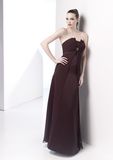 Chiffon Strapless Long Bridesmaid Dress (BD3035)