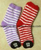 Lady Feather Bed Socks with Stripe Pattern