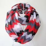 Woman Fashion Wave Printed Polyester Chiffon Infinity Scarf (YKY1099)