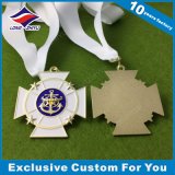 Custom Metal Medal Sport Medal Cross Shape Medallion with Ribbon