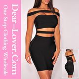 Black off-Shoulder Cut-out Bandage Dress