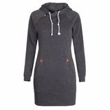 Fashion Women Long Sleeve Hoodie Sweatshirt with Zip Molleton Pullovers More Winter Hoodie