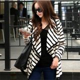 2015 Fashion Black and White Strip Women Leisure Cardigan (50081)