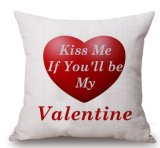 Happy Valentines Day Cotton Linen Throw Pillow Cushion Cover (35C0229)