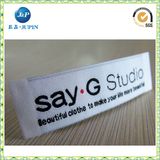 Custom White High Density Woven Label with Black Logo (JP-CL026)