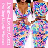 Painting Flowers Sexy Skirt Set