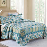 Customized Prewashed Durable Comfy Bedding Quilted 3-Piece Bedspread Coverlet Set with Blue Prints