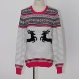 Christmas Gift of Ladeis' Sweater in Jacquard Design and Viscose Nylon Quality Soft Handfeel