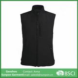 Black Men's Outdoor Coat Softshell Vest