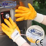 Nmsafety Cotton Shell Yellow Nitrile Coating Safety Glove