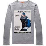 Cheap Personalized Knitted 100%Cotton Long Sleeve Men Print Tee Shirt