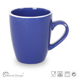 12oz Galzing Blue Ceramic Mug with White Rim Manufacture
