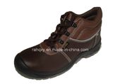 Professional Coffee Leather MID-Cut Safety Shoe (HQ1317)