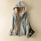 100% Polyester Ladies Berber Lined Lady Zip Hooded Hoodie Sweat Shirt