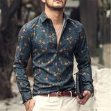 Autumn New Printed Shirts Men Long Sleeved Shirt Slim Men's Casual Shirt