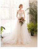 Cap Sleeves Evening Prom Gown Tulle Lace Garden Country Wedding Dresses T92482