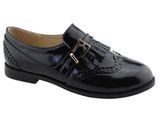 Boy Girl Children Black Patent Leather Brogues