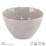 Solid Color Debossed Ceramic Bowl