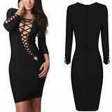 Fashion Women Sexy Slim Side Bandage Bodycon Clothes Dress