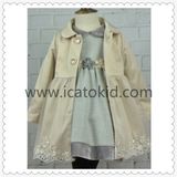 Embroidery Lace Satin Jacket Children Clothing for Girls