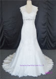 Sheer Neckline Bridal Gowns Buttons Lace Wedding Dress