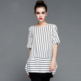 New Styel Loose Girl's T-Shirt Stripe Stamp Design