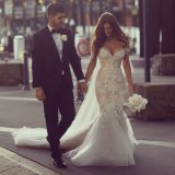 Mermaid Bridal Gown Beads Alencon Lace Tulle Wedding Dresses L66