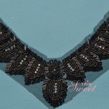 Black Net Lace Fabric Embroidery Collar Lace Applique Beaded Lace