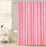 Pink Vertical Stripe Design PEVA Shower Curtain for Bathroom
