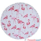 Printed Microfiber Circle Beach Towel with Tassels (Animal)