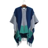 Lady Fashion Color Block Acrylic Woven Winter Fringe Shawl (YKY4502)