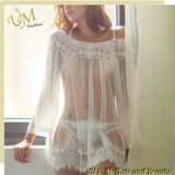 Perspective White Sexy Lingerie Strapless Lace Nightgown