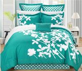 7-Piece Four Shams Printed Comforter Bedding Set Decorative Pillow, Queen Size