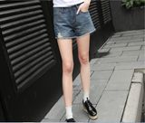 Girls Washed Denim Shorts Ripped Female Jeans Shorts