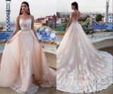 Sleeveless Two in One Bridal Ball Gown Lace Tulle Wedding Dress H1620