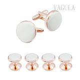 VAGULA 6PCS Set Men Jewelry Accessory Enamel Tuxedo Studs Cufflinks