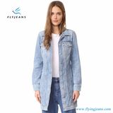 Women Slim Long Trucker Denim Jacket (ep720)