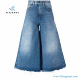 Wide Leg Vintage Washed Flared Cropped Jeans Women Denim