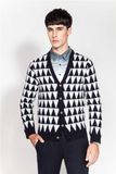 100%Merino Wool Winter Patterned Knitted Men Cardigan with Button