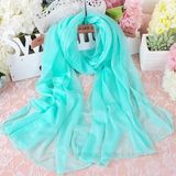 Fashion Summer Thin Chiffon Dyed Beach Polyester Scarf (H07)