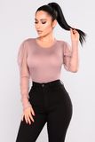 Ladies Long Sleeve Bodysuit with Round Collar Casual Bodysuit